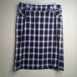 Brandon Thomas Skirt 12 Plaid Black White